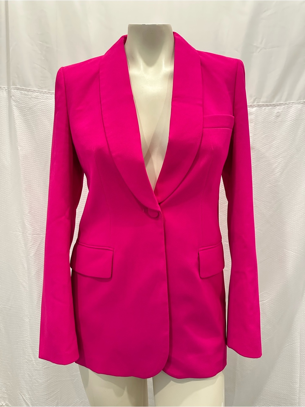 Zara Shawl Lapel Blazer Fuchsia Tailored Single-Button